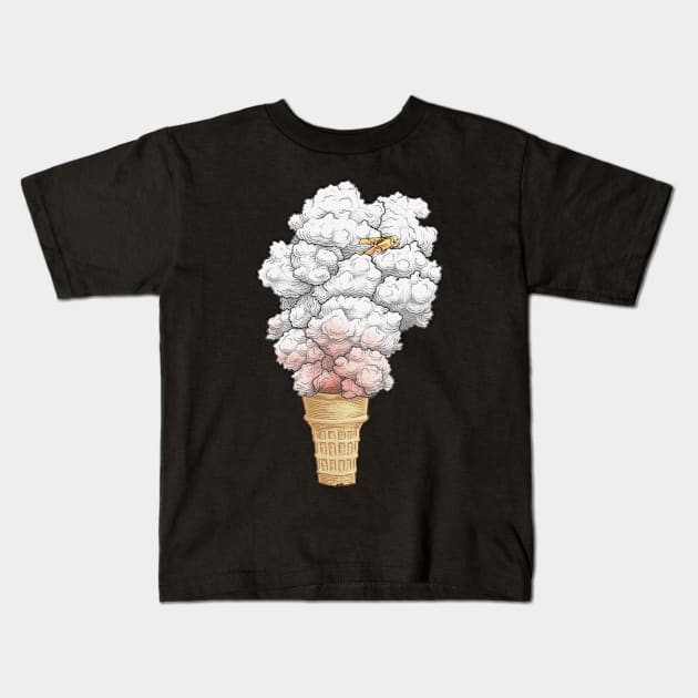 Volcano Ice Cream Kids T-Shirt by Kelelowor